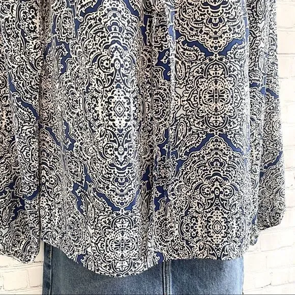 laundry by shelli segal blue white paisley top size XS - Picture 5 of 10